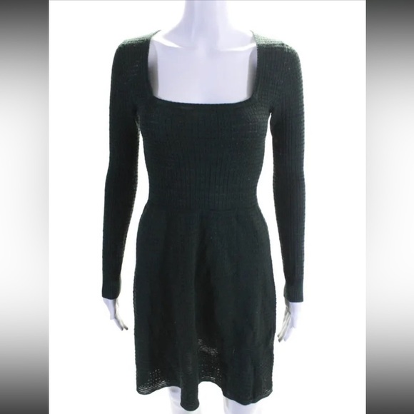 M by Missoni Square Neck Knit Fit Flare Dress, Forest Green, Size IT44/8 US, EUC - Picture 5 of 11